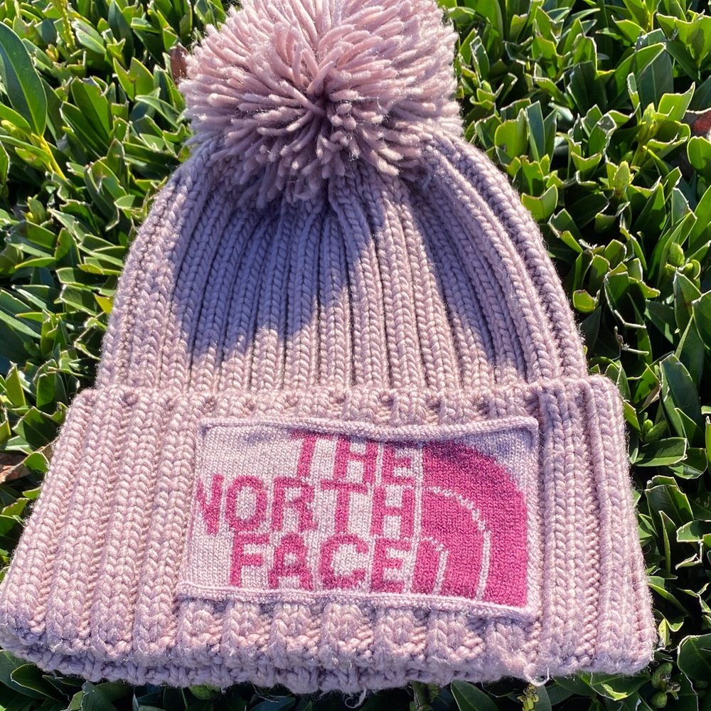 Preowned The North Face  Purple Knit Pom Beanie Unisex Adult - Picture 4 of 5